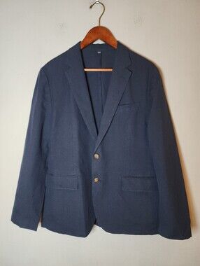 J. Crew Ludlow Baird Mcnutt Unstructured Suit Jacket Blazer Linen Blend Blue 40S